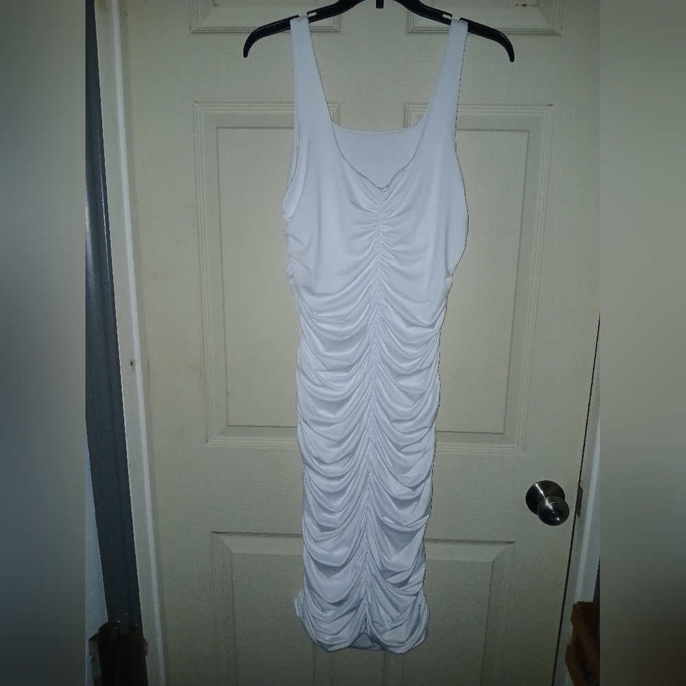Elegant White Ruched Dress
